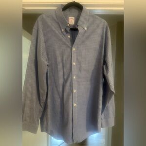 Men’s Brooks Brothers Dress Shirt Blue Patterned Long Sleeve Cotton. Size Large.